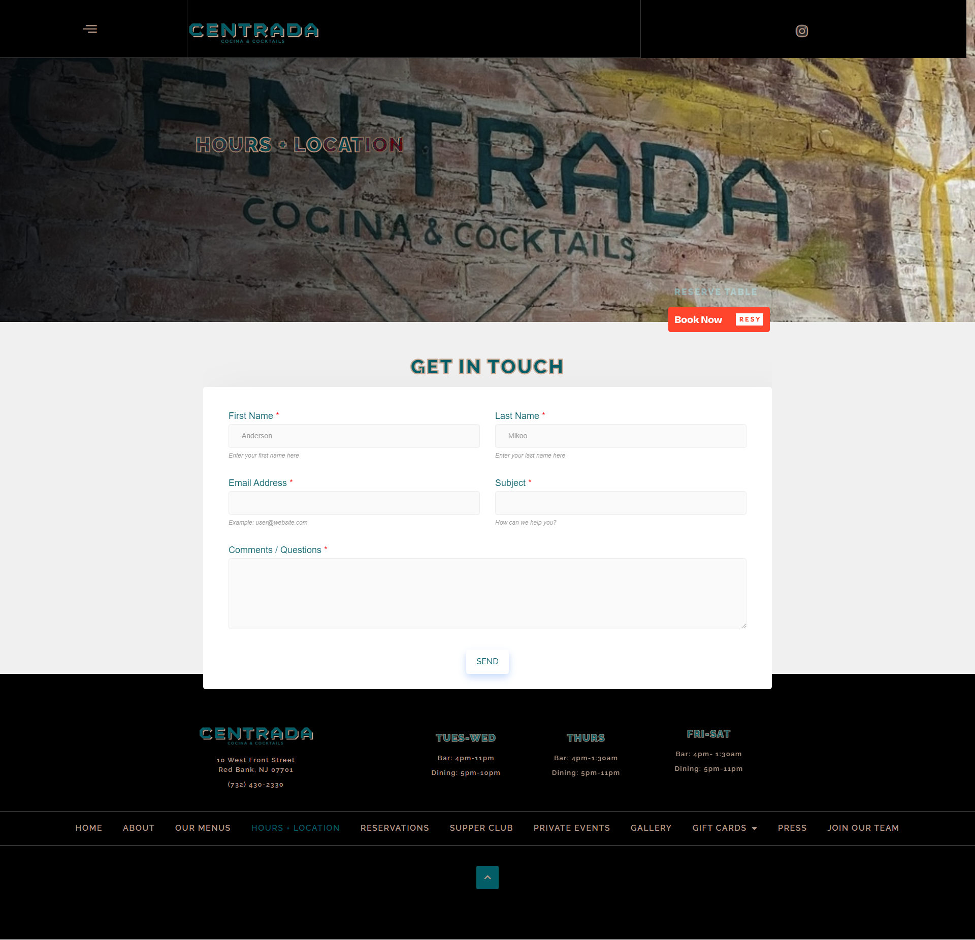 centrada hours and location